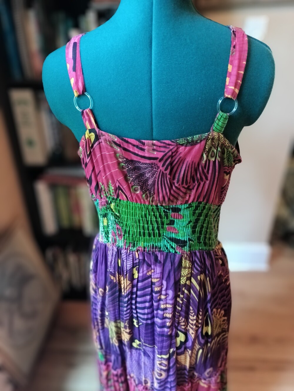 Y2K Studio West Bohemian Tiered V-Neck Sleeveless Dress in Purple, Pink & Green - Picture 4 of 5